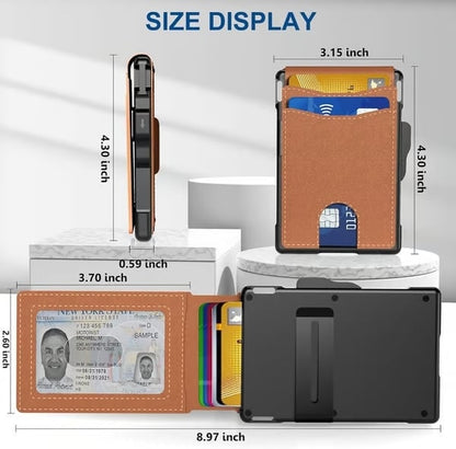 🔥Last Day 49% OFF🔥 Wallet for Men - with Pop Up Aluminum Case Money Clip Slim Leather Slots Credit Card Holder RFID Blocking Bifold Minimalist Wallet