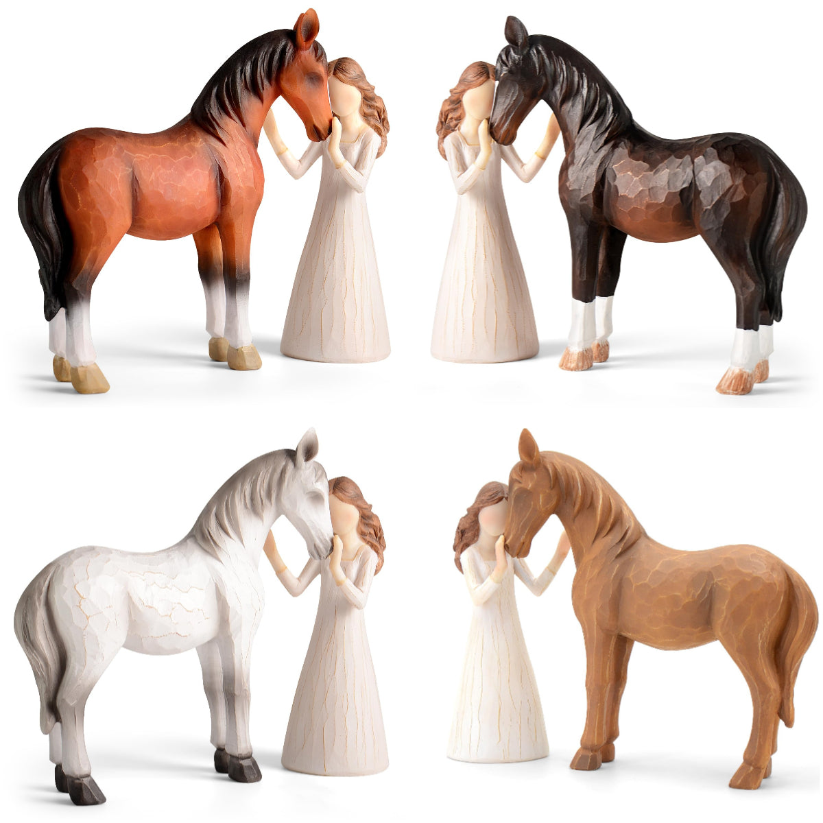 ⏰LAST DAY PROMOTION SAVE 50%🔥Girl Embraces Horses Figurine