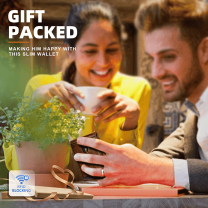 🎁Holiday gifts: Valentine's Day gifts for husbands or boyfriends💳Slim Leather Wallet Front Pocket Card Holder Gift For Men 11 Slots RFID Blocking