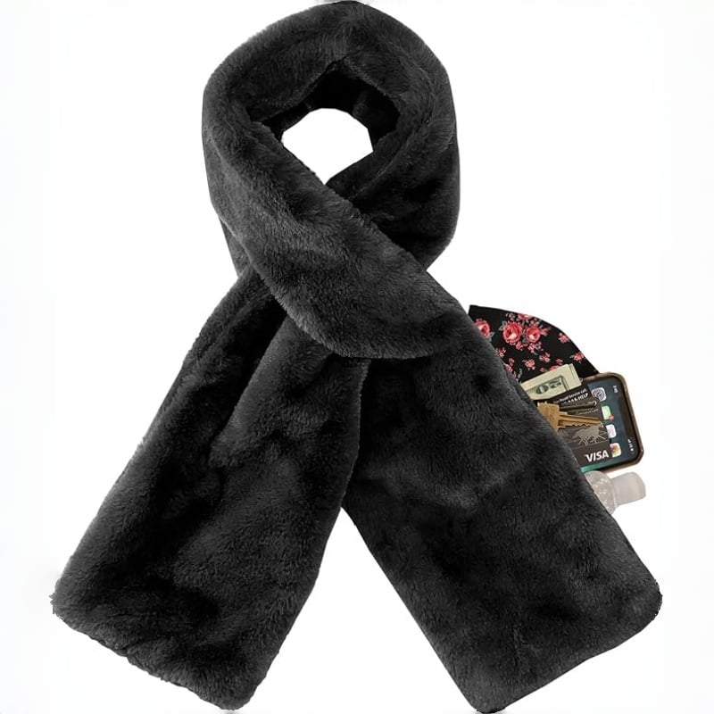 🔥Only $14.99!!!🎅Christmas Special Deals⚡50K+ SOLD!🧣Ultra-Soft Faux Fur Pull-Through Scarf with Secret Zipper Pocket