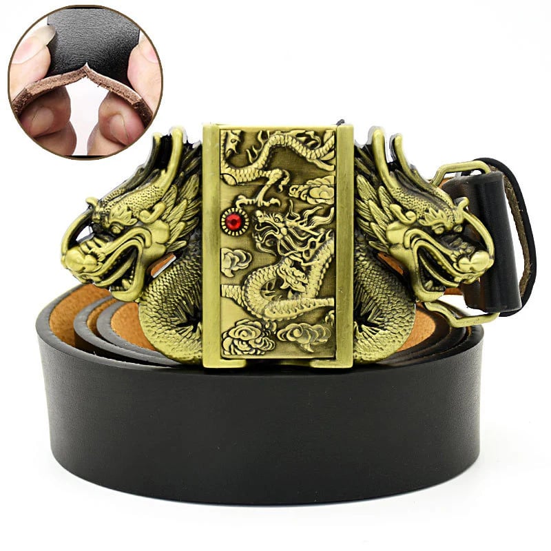 (🔥New Arrival) Fashion Punk Genuine Leather Belt With Lighter