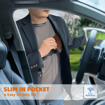 🎁Holiday gifts: Valentine's Day gifts for husbands or boyfriends💳Slim Leather Wallet Front Pocket Card Holder Gift For Men 11 Slots RFID Blocking