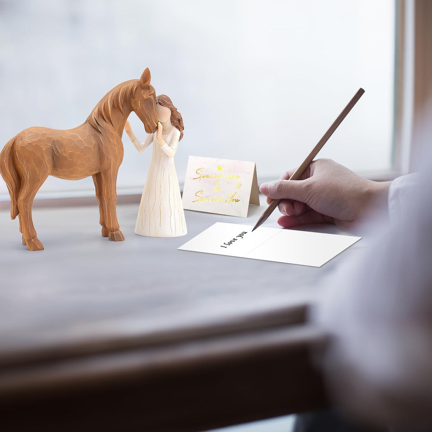 ⏰LAST DAY PROMOTION SAVE 50%🔥Girl Embraces Horses Figurine