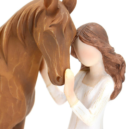 ⏰LAST DAY PROMOTION SAVE 50%🔥Girl Embraces Horses Figurine