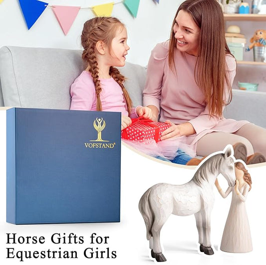 ⏰LAST DAY PROMOTION SAVE 50%🔥Girl Embraces Horses Figurine