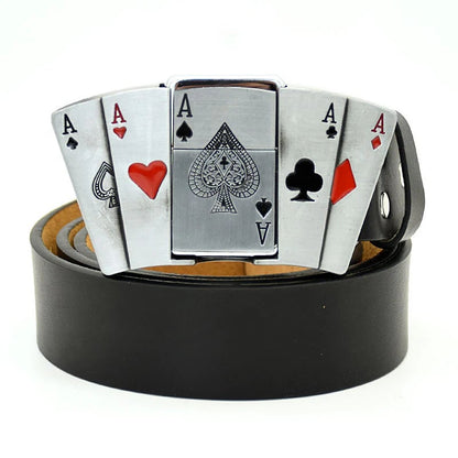 (🔥New Arrival) Fashion Punk Genuine Leather Belt With Lighter