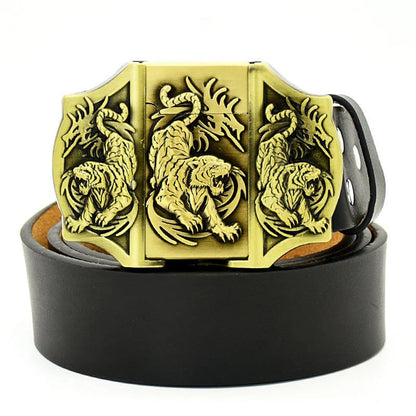 (🔥New Arrival) Fashion Punk Genuine Leather Belt With Lighter