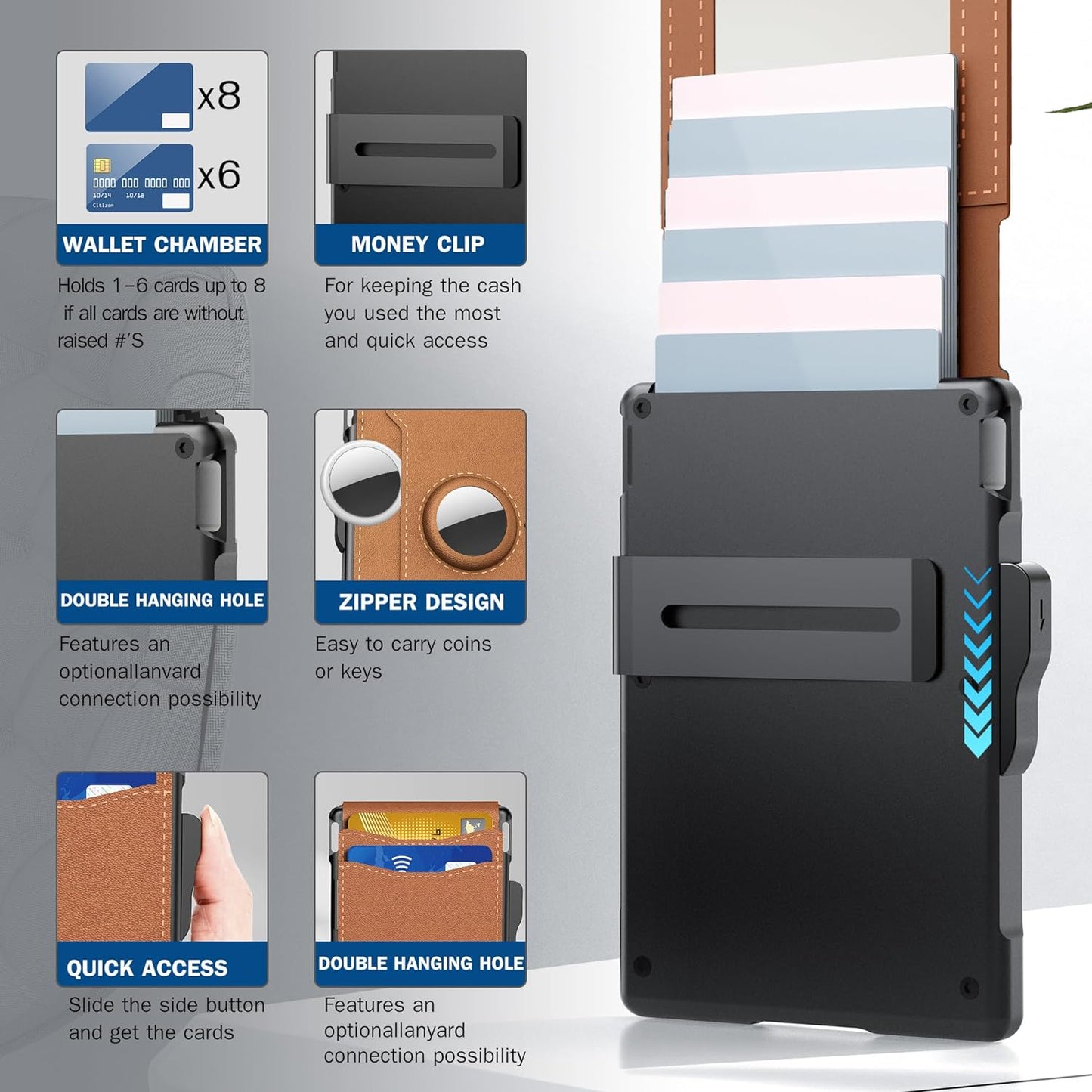 🔥Last Day 49% OFF🔥 Wallet for Men - with Pop Up Aluminum Case Money Clip Slim Leather Slots Credit Card Holder RFID Blocking Bifold Minimalist Wallet