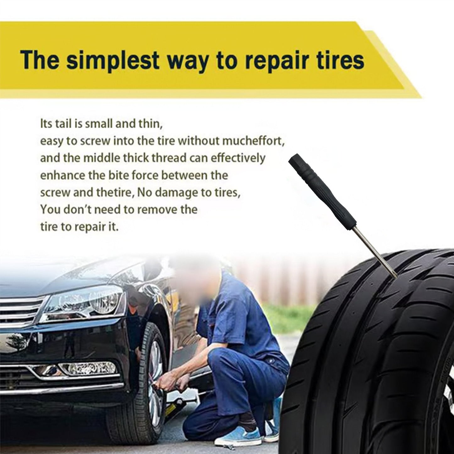 🔩60PCS Tire Repair Rubber Nails Kit with 2 Sizes