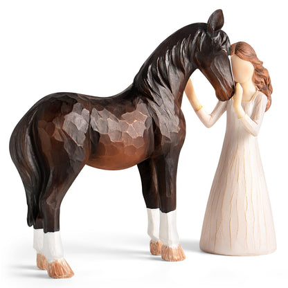 ⏰LAST DAY PROMOTION SAVE 50%🔥Girl Embraces Horses Figurine