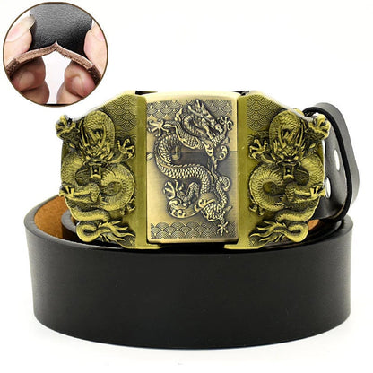 (🔥New Arrival) Fashion Punk Genuine Leather Belt With Lighter
