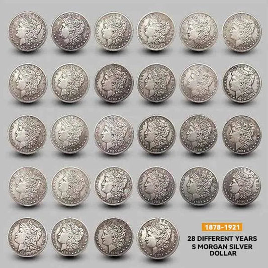 Last 10 sets Complete Set 1878–1921 S Morgan Silver Dollar Set-28PC — MS60💰 Free Shipping